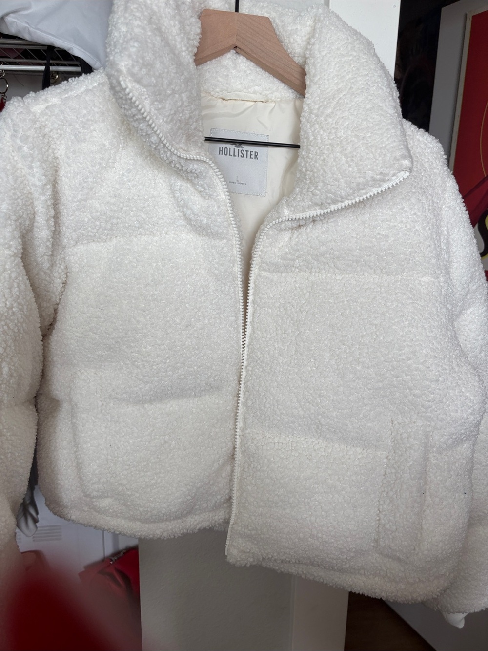 Hollister Cream Sherpa Puffer Jacket